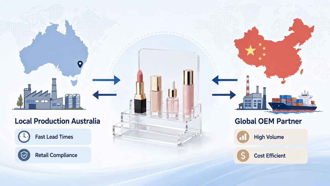 Hybrid Sourcing For Cosmetic Display Stands Hybrid Sourcing For Cosmetic Display Stands