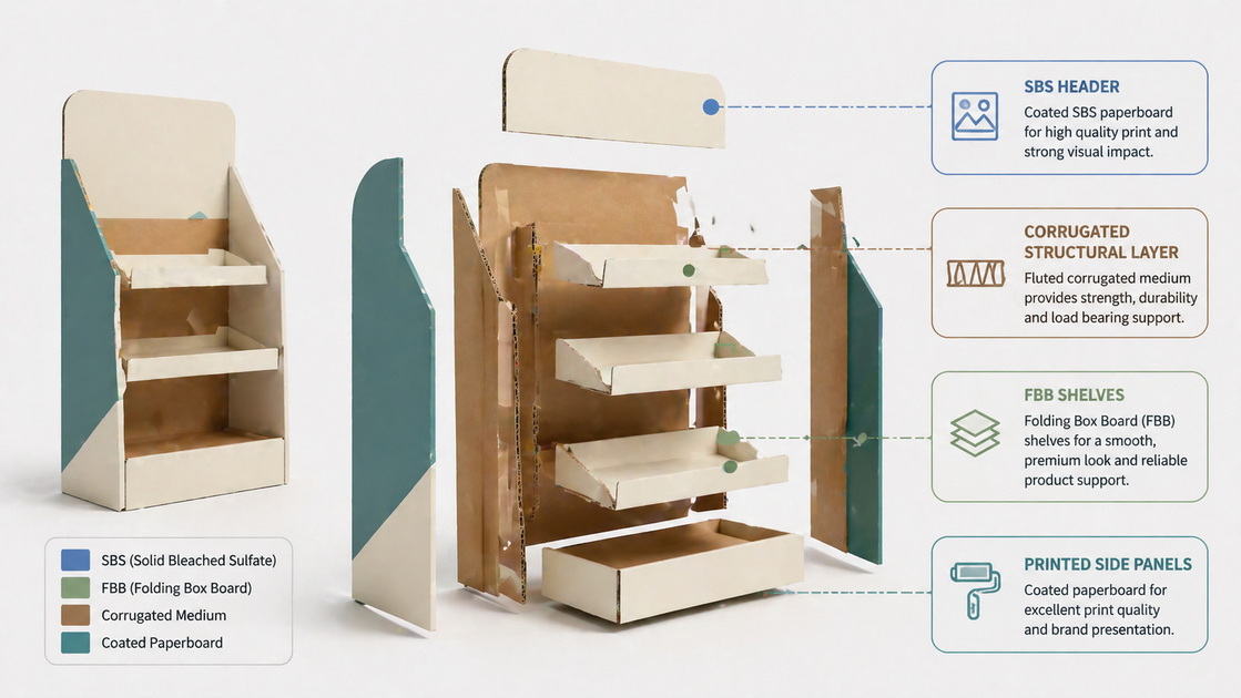 Cardboard Display Stand Structure Exploded View Cardboard Display Stand Structure Exploded View