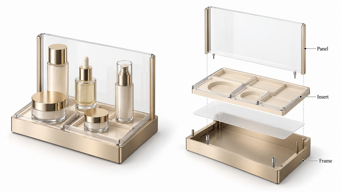 Modular Luxury Countertop Display With Replaceable Inserts Modular Luxury Countertop Display With Replaceable Inserts