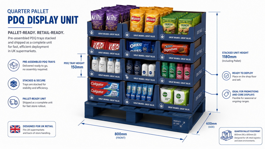 Pallet Display With PDQ Trays Bundle Pallet Display With PDQ Trays Bundle
