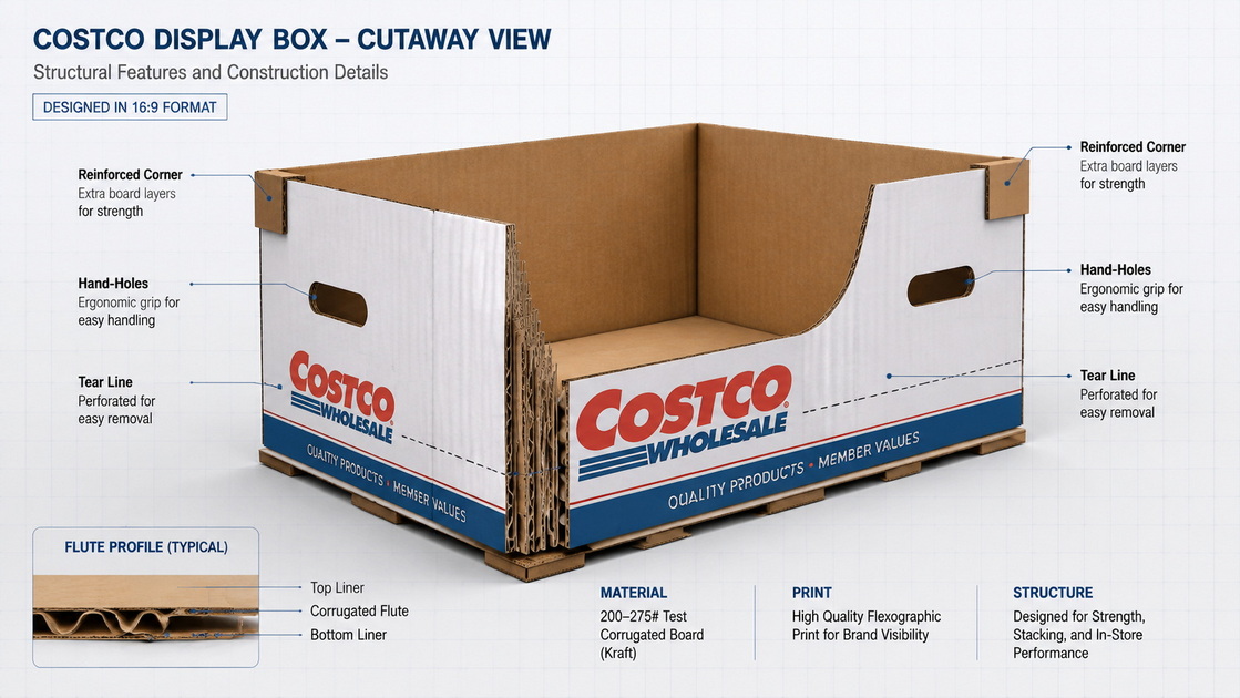 Corrugated Display Box Structure Cutaway Corrugated Display Box Structure Cutaway