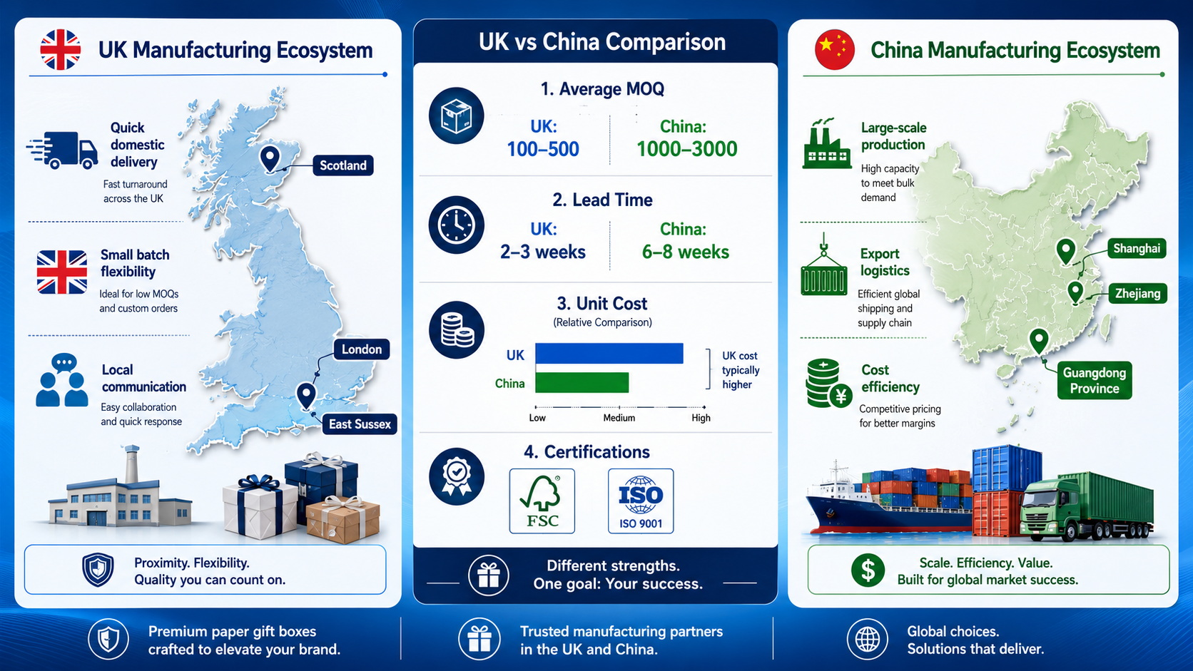 UK vs China Gift Box Supplier Comparison UK vs China Gift Box Supplier Comparison