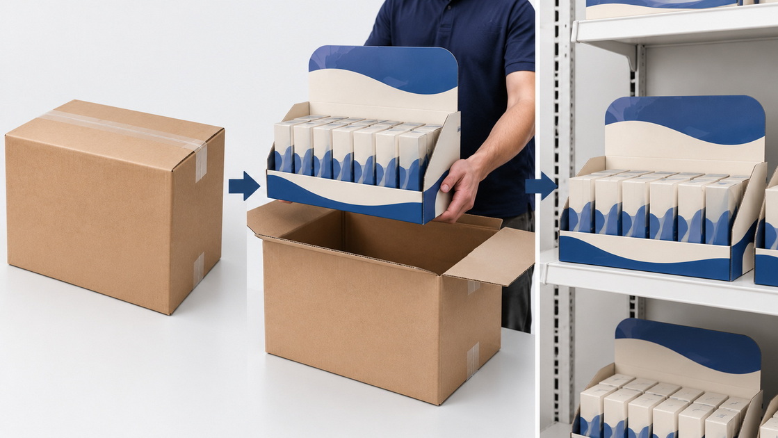 PDQ Packaging From Shipping Case To Retail Shelf PDQ Packaging From Shipping Case To Retail Shelf