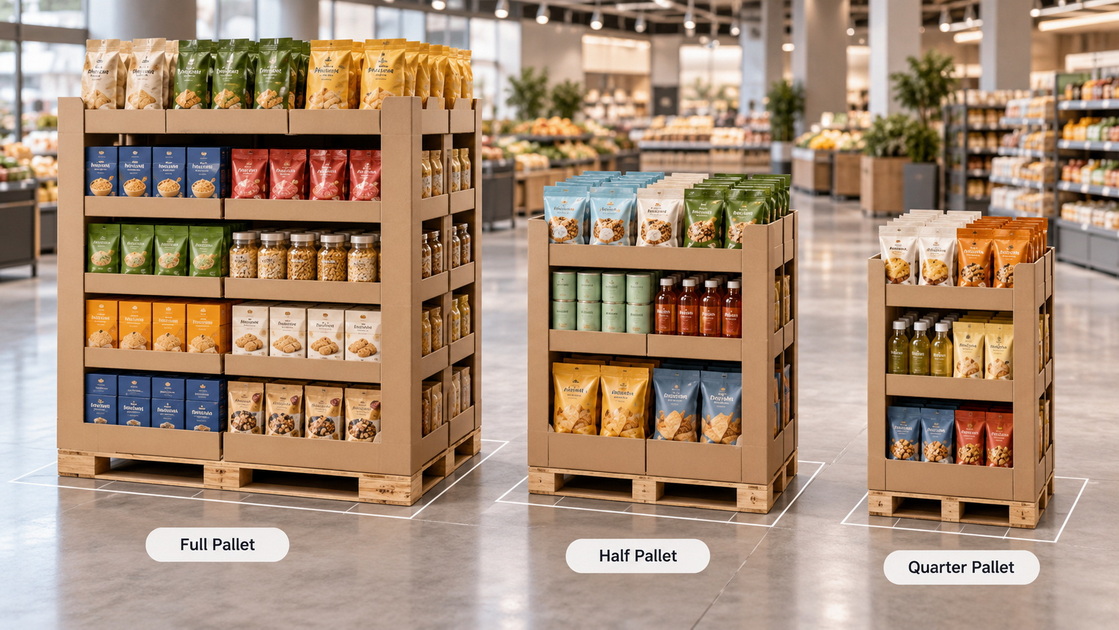 Full Half And Quarter Pallet Display Comparison Full Half And Quarter Pallet Display Comparison