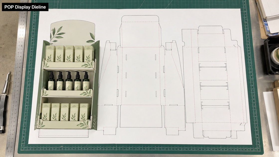 POP Display Dieline With Product Layout