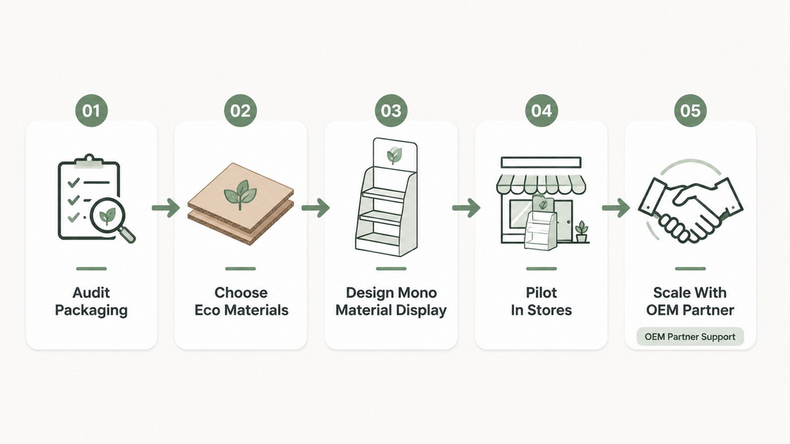 Cardboard Display Sustainability Implementation Steps