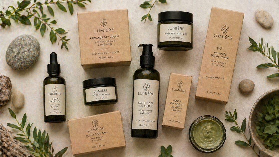Sustainable Beauty Packaging Flat Lay